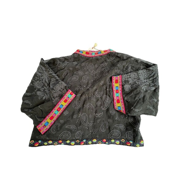 Johnny Was Star Danica Short Kimono Large Black Print Embroidered Jacket $388 - Picture 7 of 13